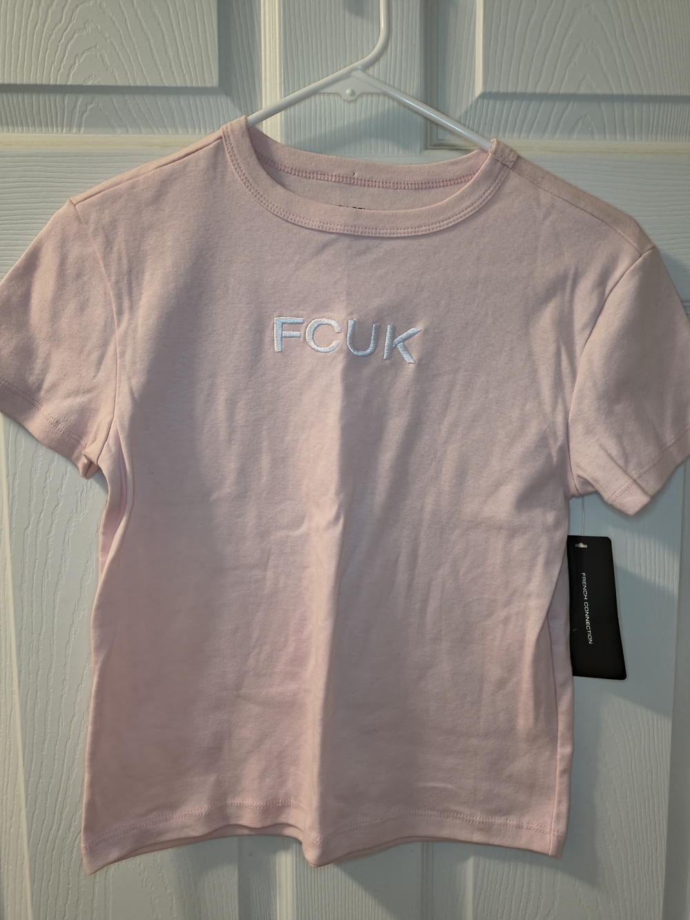 French Connection Light Pink FCUK Logo Short Sleeve Tee